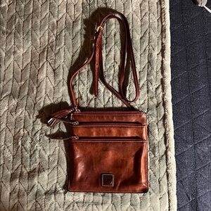 Dooney & Bourke Brown Leather Messenger Bag with Adjustable Strap